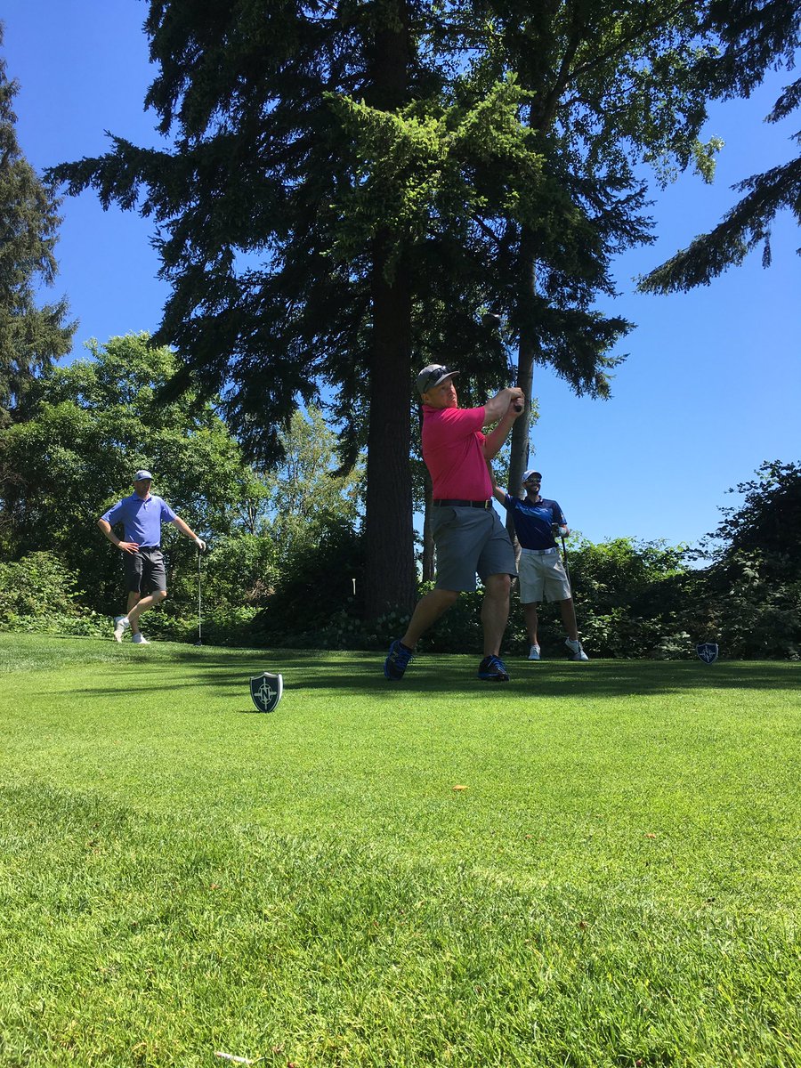 Annual Team Hadwin match yesterday. <a href="/ahadwingolf/">adam hadwin</a> &amp; <a href="/jasonglasslab/">Jason Glass</a> versus me &amp;  <a href="/GolfDocDiel/">Kevin Dieleman</a> . Docs won this time!
