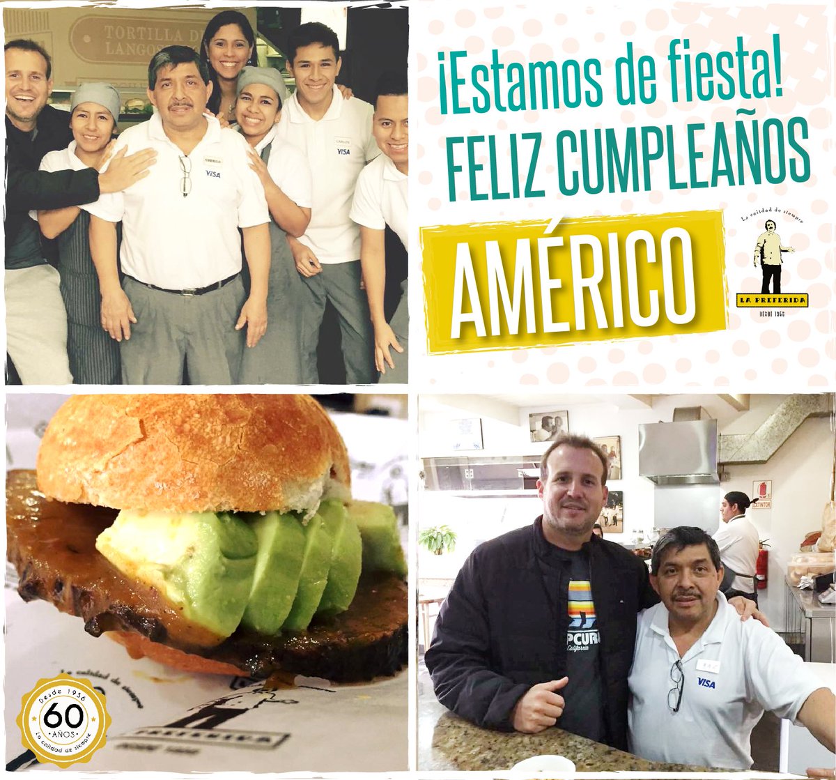 lapreferidarest's tweet photo. ¡Estamos de fiesta! Feliz Cumpleaños Américo https://t.co/Kf6P6jEISv