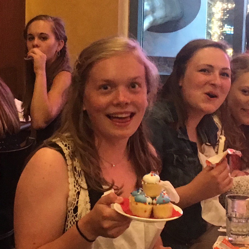 KateKallenbach's tweet photo. Claudias Birthday at Dallas BBQ!
#dessertoverload
#FHSBandTrip2k16 https://t.co/1buUJk41iF