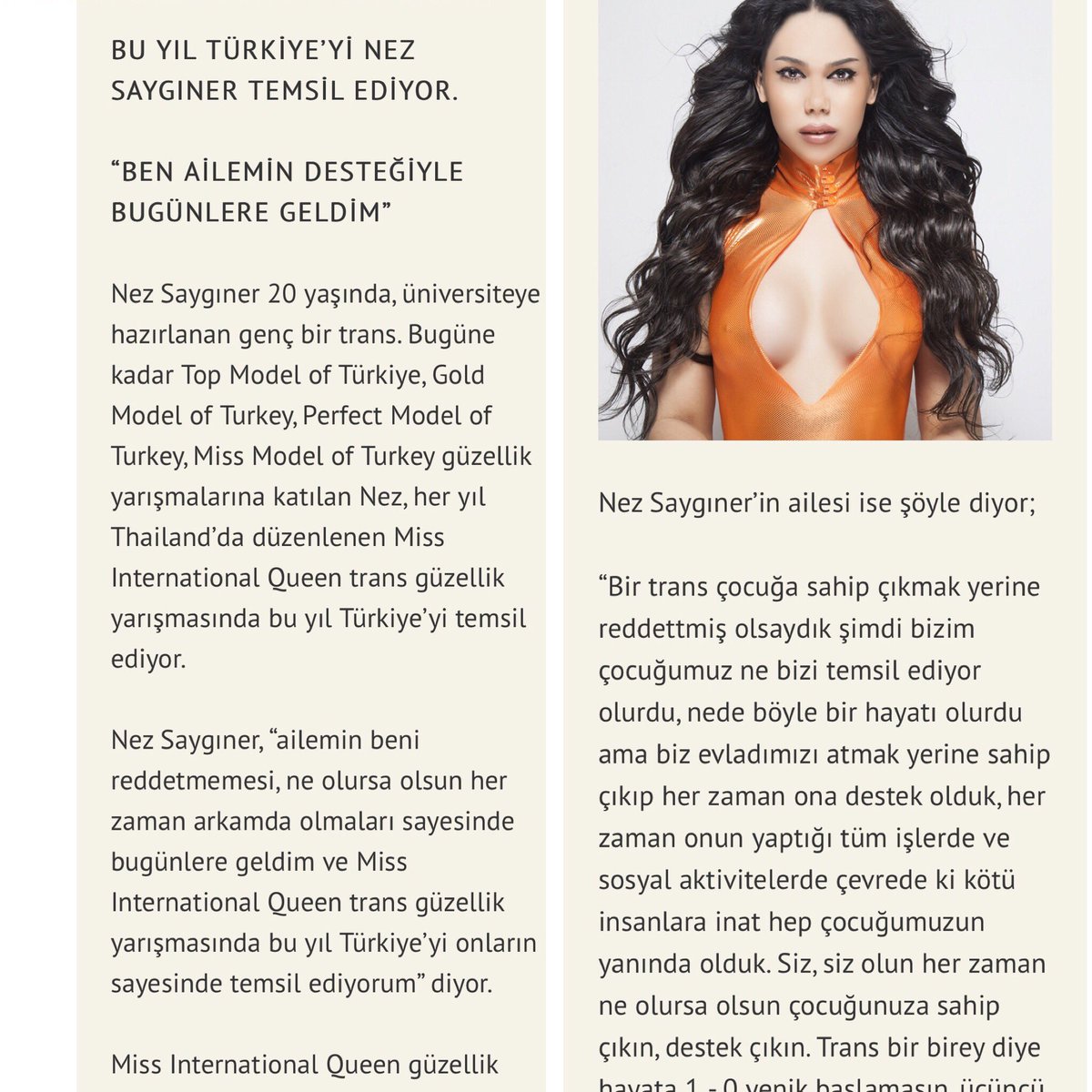 Miss internatıonal QUUEN 2016 da bu yıl turkıyeyı Nez SAYGINER temsıl edıyor