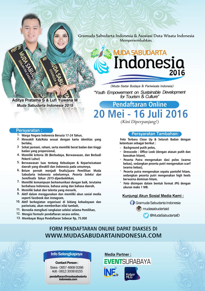 Yu Ikutan Pemilihn @mudasabudartaID 2016 pendaftaran Hingga 16/07/16 #SemarakMSI2016 <a href="/InspiratorFreak/">InspiratorFreak</a> <a href="/MediaMuda_MI/">Media Indonesia Muda</a>