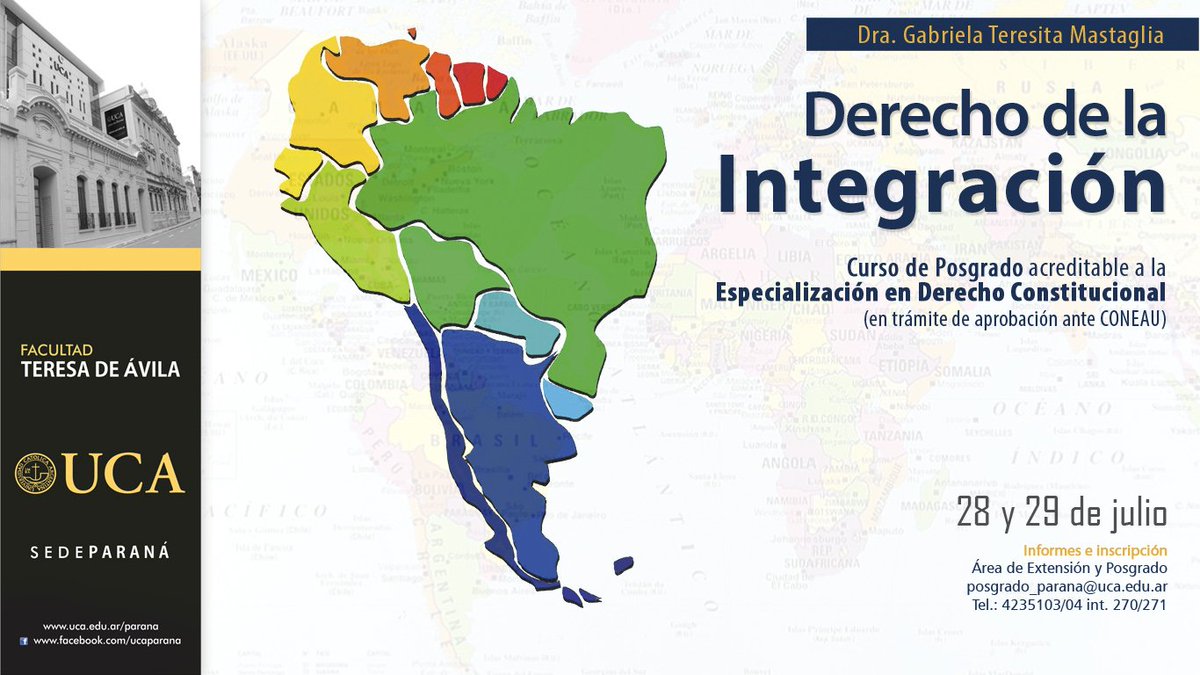 ucaparana's tweet photo. Derecho de la Integración
Curso de Posgrado 
+info: https://t.co/QdZDpoFq9B https://t.co/ZjlhMXhVaK