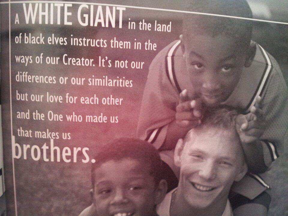 MoodyConfession's tweet photo. #tbt 2002 @Moody_Bible yearbook called African American kids black elves #MoodyBibleInstitute #MBI #MoodyConfessions https://t.co/WwDV3DgvXG
