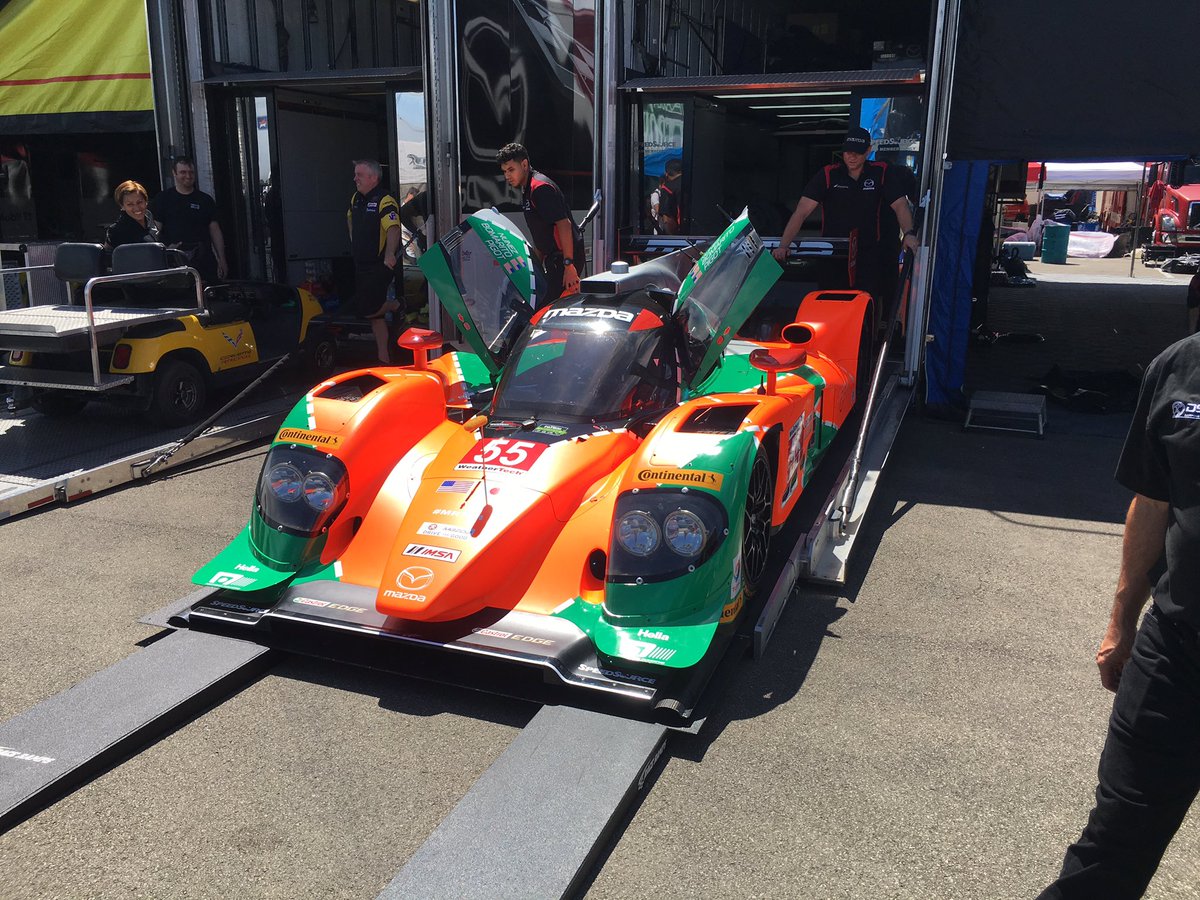 MazdaRacing's tweet photo. The No. 55 Mazda Prototype tribute livery has arrived. #MRT24 #WearSunglassesItsBright https://t.co/87mm7gVlnm