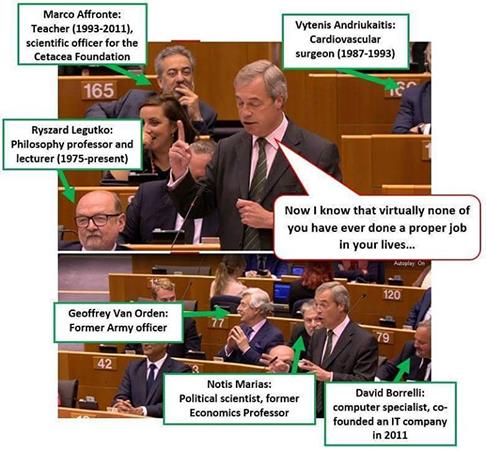 DaveKeating's tweet photo. Farage tells the European Parliament that they have "never done a proper job in their lives" https://t.co/FHcHtgR13A https://t.co/67kKbyWkU6