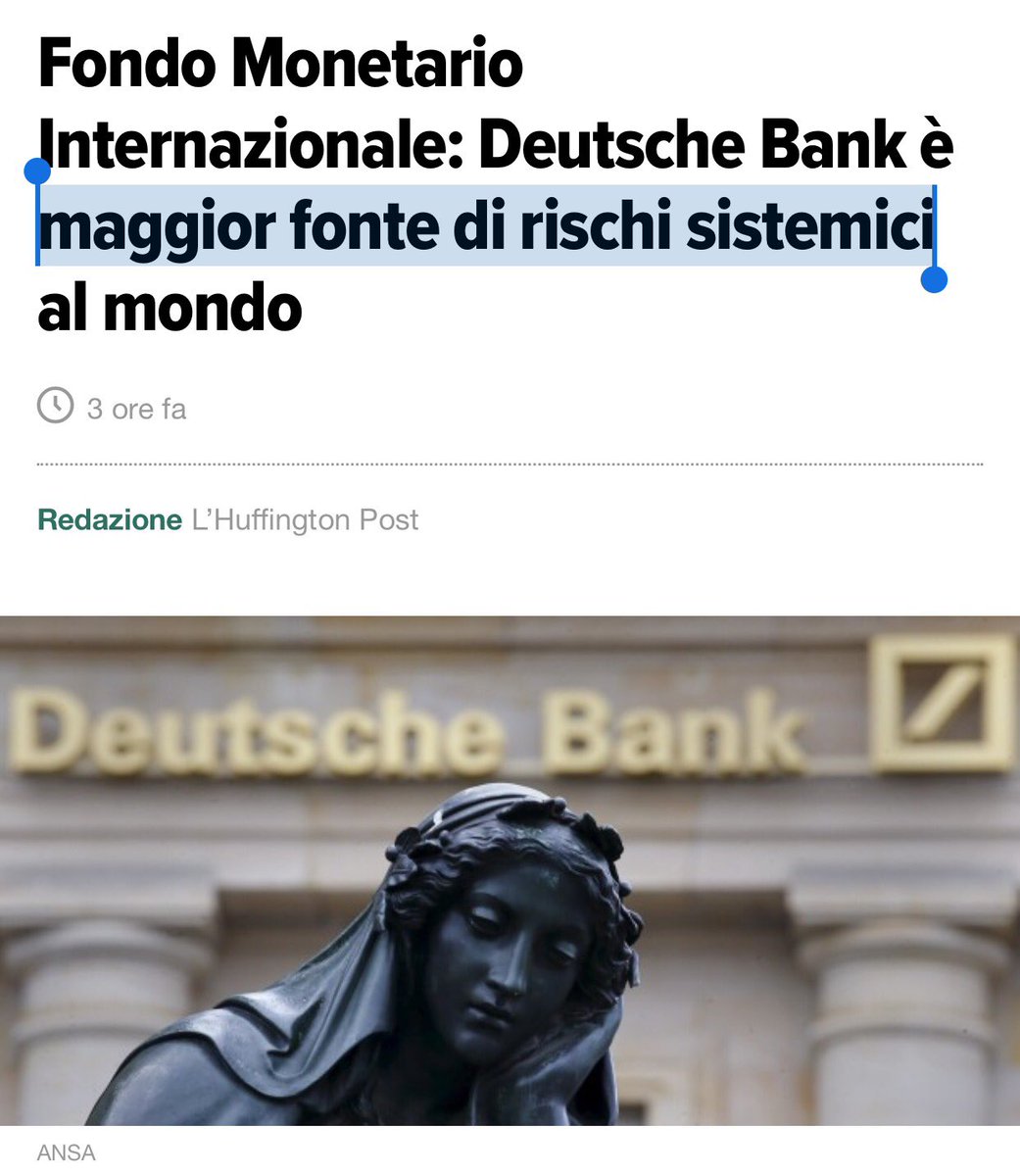 valy_s's tweet photo. #FMI lancia l'allarme su #DeutscheBank la vera"bolla"
La #UE CONCEDE un intervento pubblico per ns banche
Che caso.. https://t.co/LS1ORd9Tsx