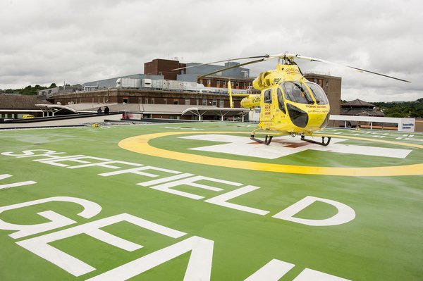 HelipadAppeal's tweet photo. Captures just how close the new helipad is to A&amp;E. Up &amp; running - already saving lives. Thank you https://t.co/l1h0cWPkKF