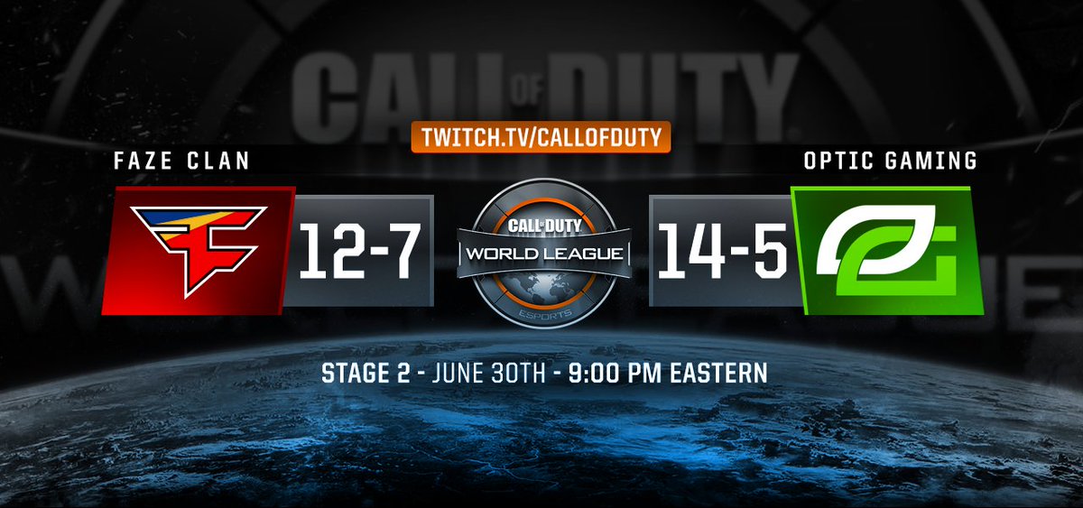 FaZeClan's tweet photo. Tonight is the FaZe v OpTic @CODWorldLeague Season 2 Rematch! 9 PM Eastern, don't miss it. #FaZeUp https://t.co/PVpMvWaALS