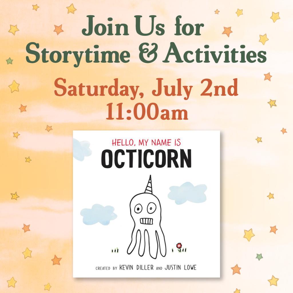 BNCrabtreeMall's tweet photo. Join us Saturday 11am for @octicorn Storytime!!! #HalfUnicorn #HalfOctipus #AllLove #BNStorytime https://t.co/sztqqF3tUE