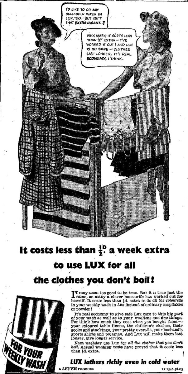 MickHayes1's tweet photo. Different ad executions of same message for Lux in Express and Mirror on consecutive days in 1939 #1930sad #SWWads https://t.co/HMObRsf3Gb