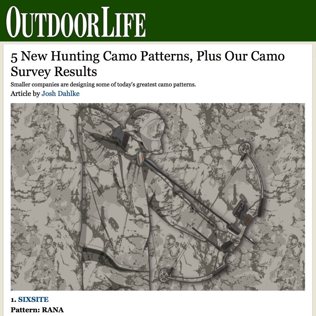 sixsitegear's tweet photo. Check out the latest issue of Outdoor Life.  Great piece on SIXSITE and the RANA pattern
https://t.co/tA0P5B9qpL https://t.co/7q66CDqym9