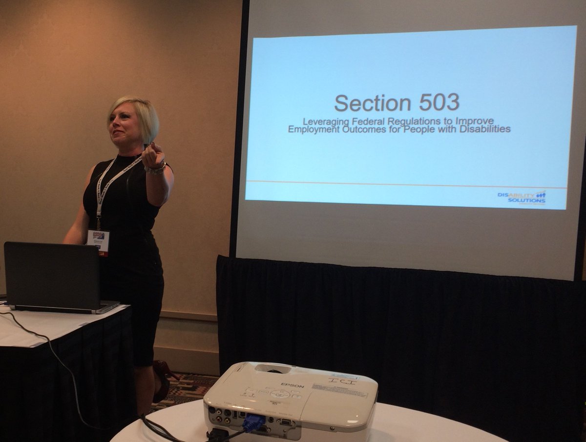 DSTalentatWork's tweet photo. #TBT to @DSTalentatWork Consultant @BriLott812 presenting last week on #Section503 at #APSE2016 https://t.co/gglSR7J6Yw