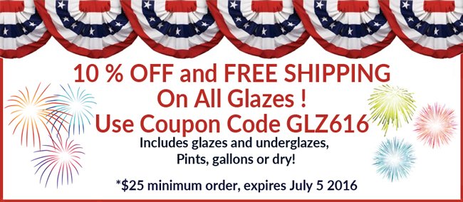 Sheff_Pottery's tweet photo. 10% OFF &amp; FREE SHIPPING on ALL GLAZES through July 4! Use Coupon Code GLZ616 . https://t.co/t66Yng17WN https://t.co/gF55iEgH1C
