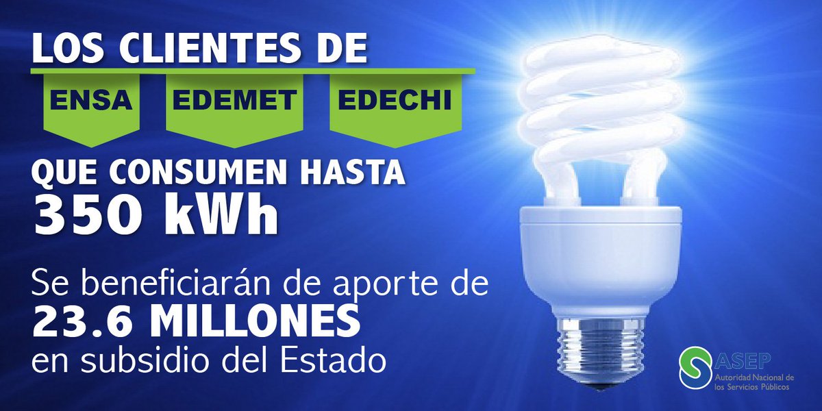 Clientes de ENSA, EDEMET y EDECHI que consumen hasta 350 kWh se ...