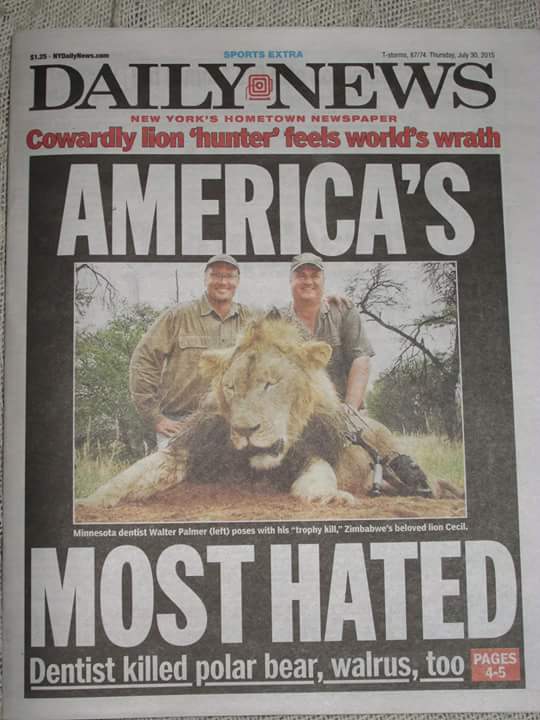 johnrdunnings's tweet photo. #WalterPalmer STILL America's MOST HATED! #CecilTheLion #IamCecil #BanTrophyHunting #KillingisNOTconservation https://t.co/aYhbt7P2yK