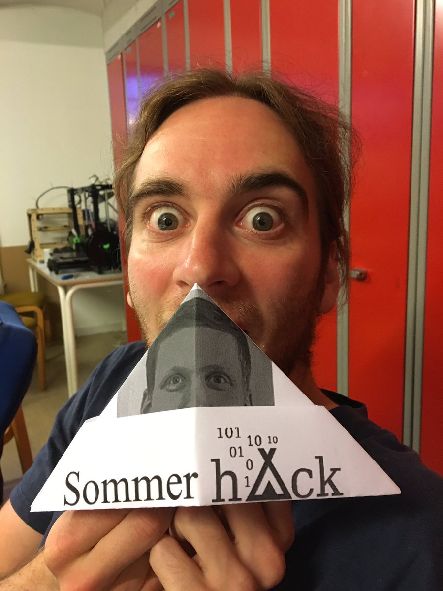 sman_dk's tweet photo. @mchro is testing his weird HTML5 hat webapp. You got to try it! Bringing it to #sommerhack #sommerhack2016 https://t.co/MlbvCtGQws