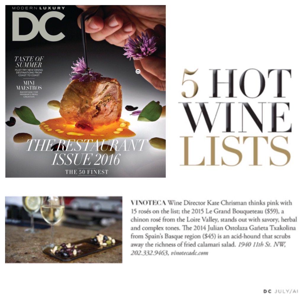 LulusWineDC's tweet photo. Honored to open @dcmagazine's annual #RestaurantIssue &amp; see ourselves featured as one of DC's 5 hottest wine lists! https://t.co/naVYIgMufy