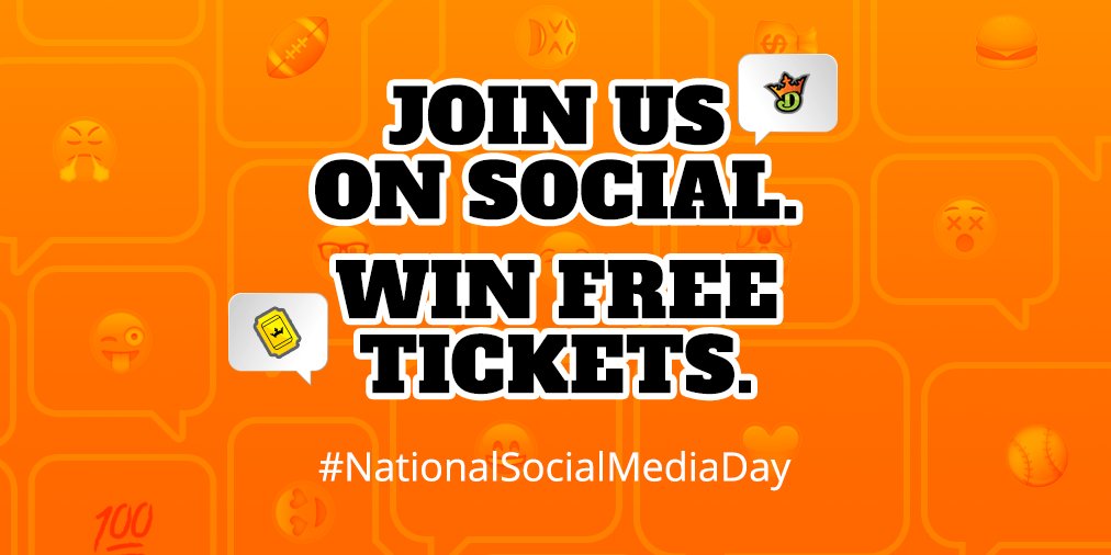DraftKings's tweet image. It's still #NationalSocialMediaDay
🔁RT &amp;amp; be following us
🔟Win $10 tix
Ends 7/1 @ 11am EST
dkng.co/296MPqT