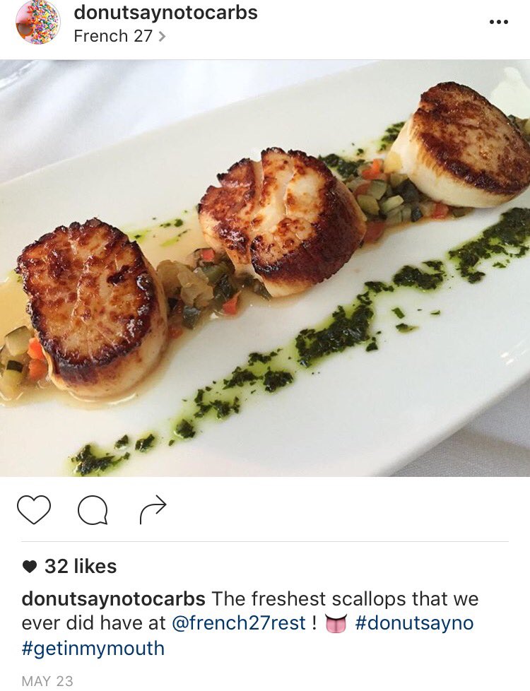 french27_rest's tweet photo. Thanks to @donutsaynotocarbs for saying we have one of the freshest scallops in town. #french #cuisine #delicious https://t.co/I3IN1prA71