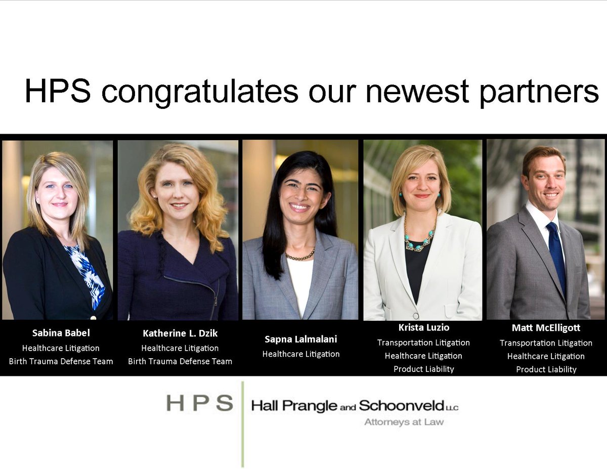 HPS Welcomes five attorneys to its partnership! Congrats Sabina, Kate, Sapna, Krista &amp; Matt.