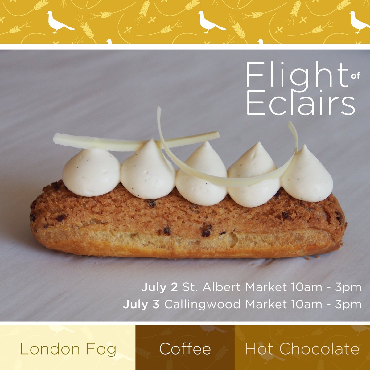 prairiepigeon's tweet photo. Stop by this weekend at @StAlbertMarket or @CwoodMarketYeg to pick up a box of #eclairs #yegfood #yegpastry https://t.co/FgwwbhCSYs