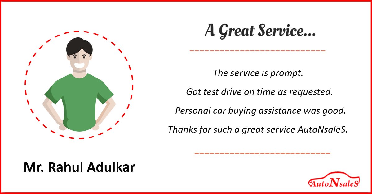 autonsales's tweet photo. Thank you Mr. Rahul Adulkar for you great review..
#Nagpurian #NewCar #Online #Book #TestDrive https://t.co/IbDHLQkOPn