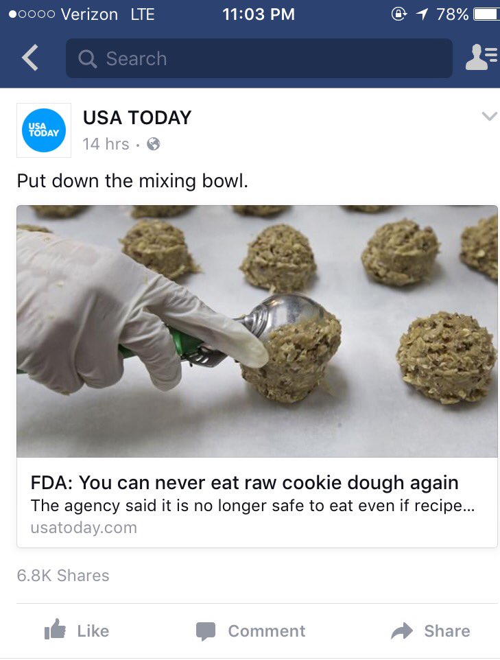If I die consuming raw cookie dough, then that's just how I go #cookiegate2016
