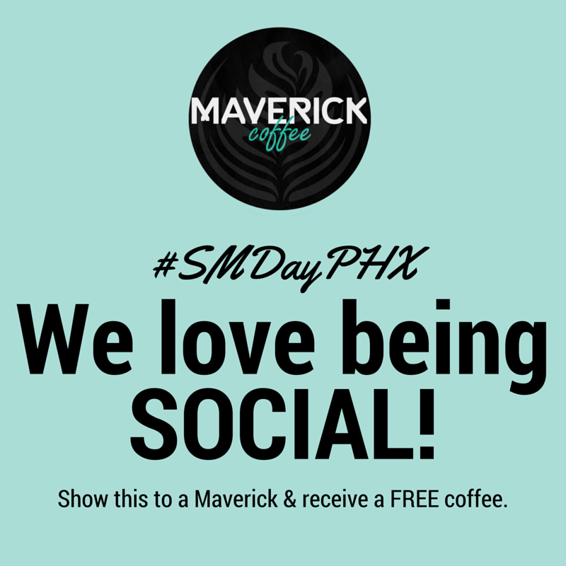 SMDayPhx's tweet photo. Guess what #SMDayPHX peeps! @Maverick_Coffee is giving all of you FREE COFFEE! Send them some love! https://t.co/kUnIk7aRxG