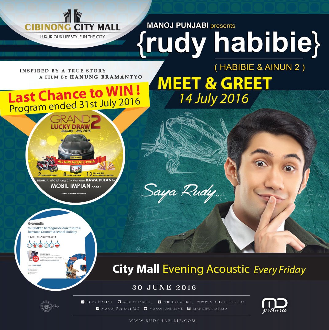 C_CityMall's tweet photo. Sudah nonton film @RudyHabibie_? Kereen bgt! Akan ada Meet&amp;Greetnya di @C_CityMall tgl 14 Juli 2016. Don't miss it! https://t.co/Gulyg8fuXd