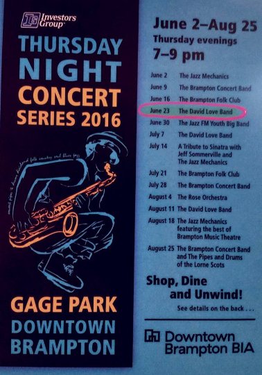 Here's the line up for the Thursday Night Concert Series <a href="/GageGazebo/">Gage Park Gazebo</a> in #Brampton <a href="/bramptondtbia/">Downtown Brampton</a> #BramptonProud
