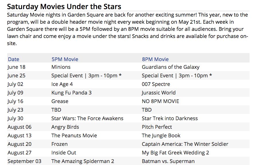 JohnSandersonCA's tweet photo. Here's the #DowntownBrampton Movie Night schedule for @Brampton_LED in #Brampton @GardenSQLive 
#BramptonProud https://t.co/QC7x8QGESn