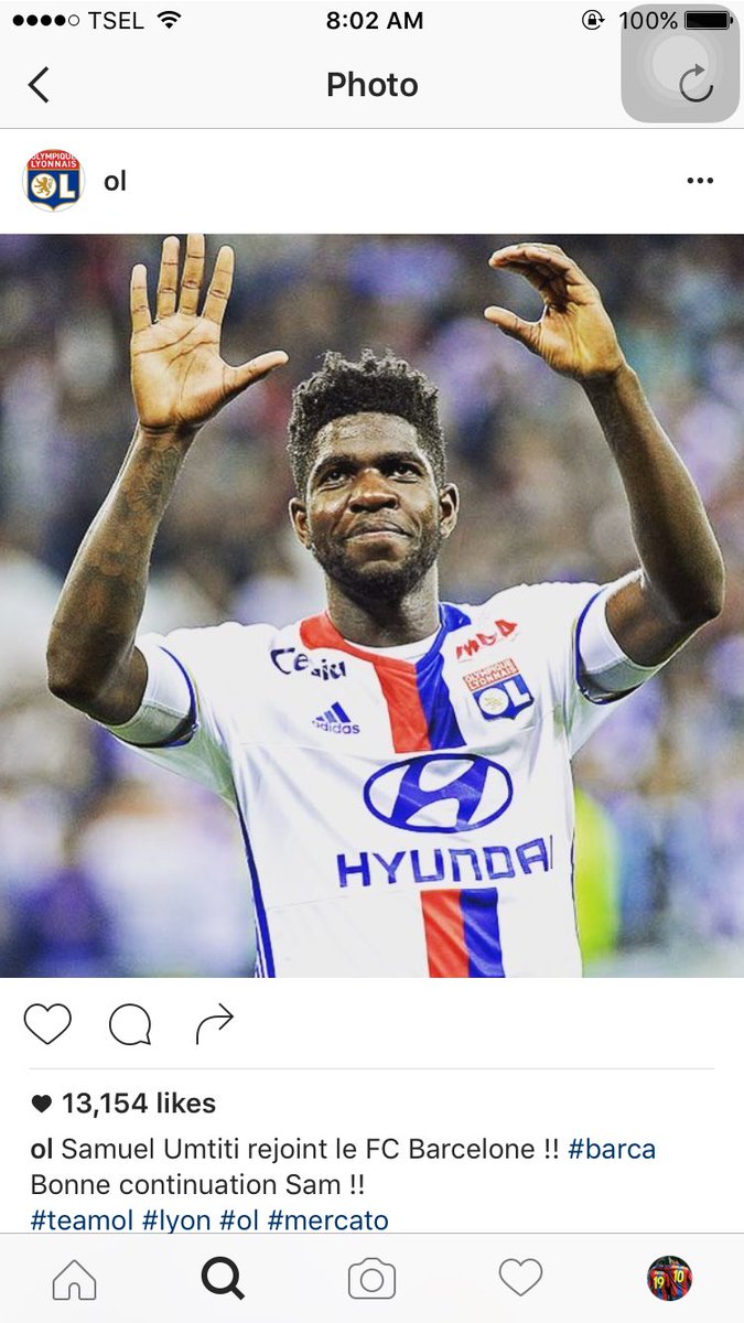 Official : Barcelona resmi dapatkan Samuel Umtiti (25) dari Lyon seharga €25M.