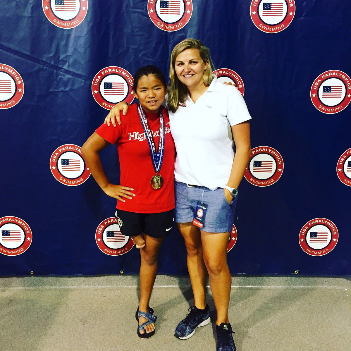 CoachAmber1's tweet photo. Day 1 down, 1st in 100breast/4th in 400fr in her classification. Great job MeiMei!!! @HighlanderSwim https://t.co/2ouIfrbpaf