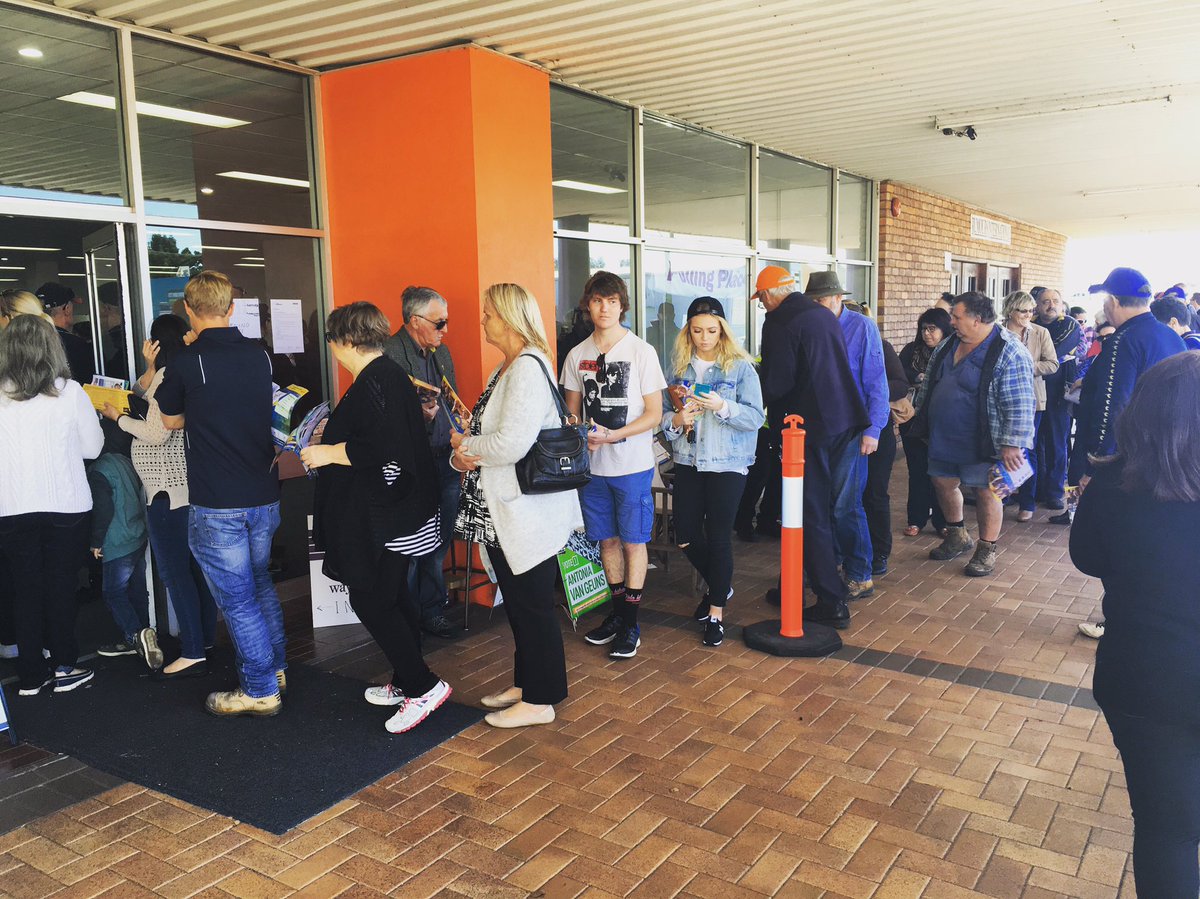 Huge lines at pre-poll today, up to an hour wait for voters. Some VERY irritated people. <a href="/7NewsToowoomba/">7NEWS Toowoomba</a>