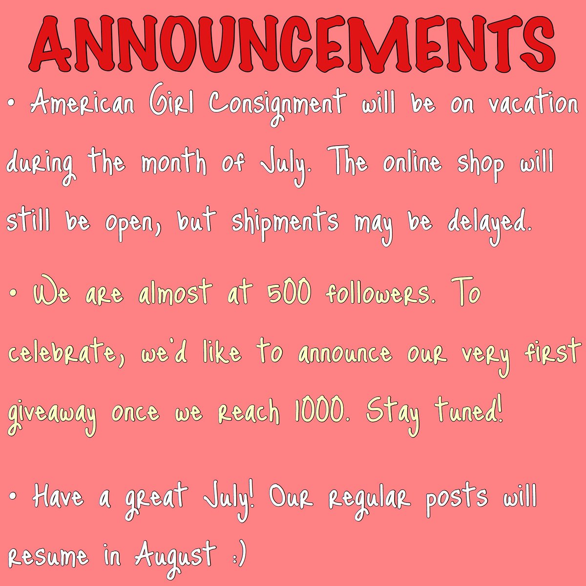 AGConsignment's tweet photo. #americangirl #americangirlconsignment #agc #americangirldoll #ag #agdoll #announcements https://t.co/vezrFe83lH