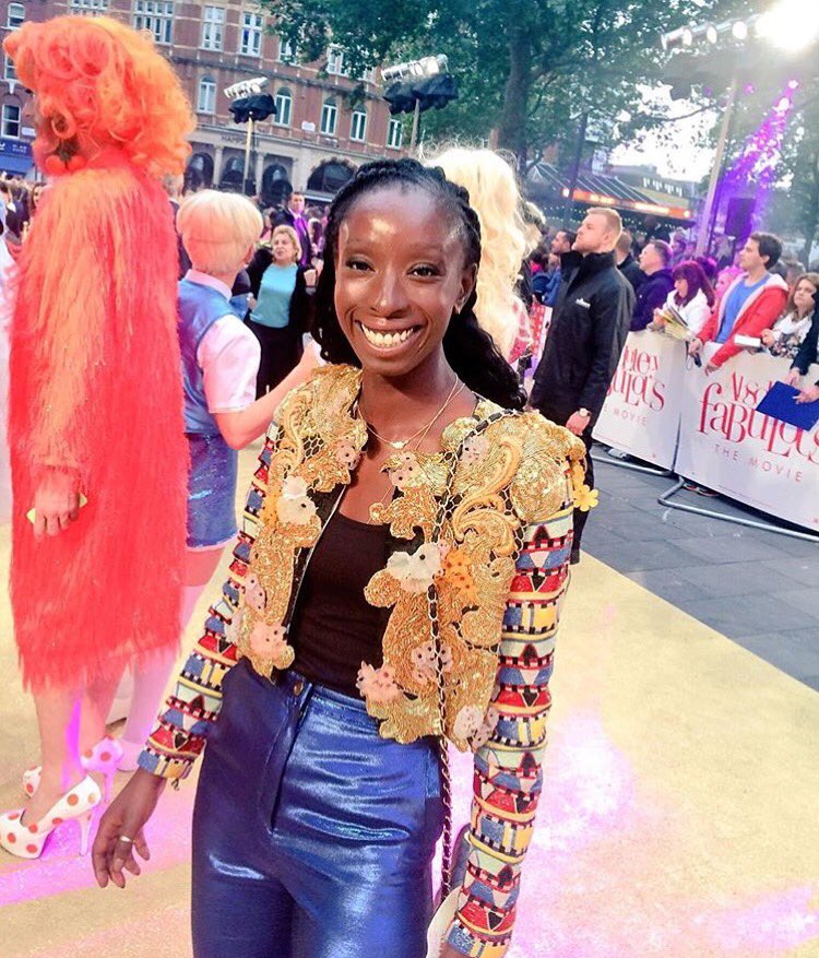 sorapol's tweet photo. Actress @euniceolumide wearing #SORAPOLatelier at the world premier of @AbFabMovie https://t.co/k5FPWyYQuf