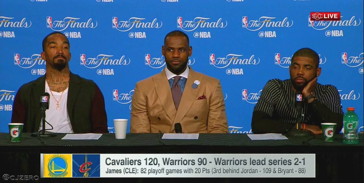 00sNBA's tweet photo. LeBron looks like a lawyer defending two teenagers in court. https://t.co/opSkbufZHv
