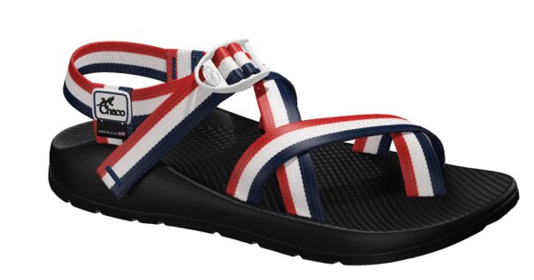 red white and blue chacos