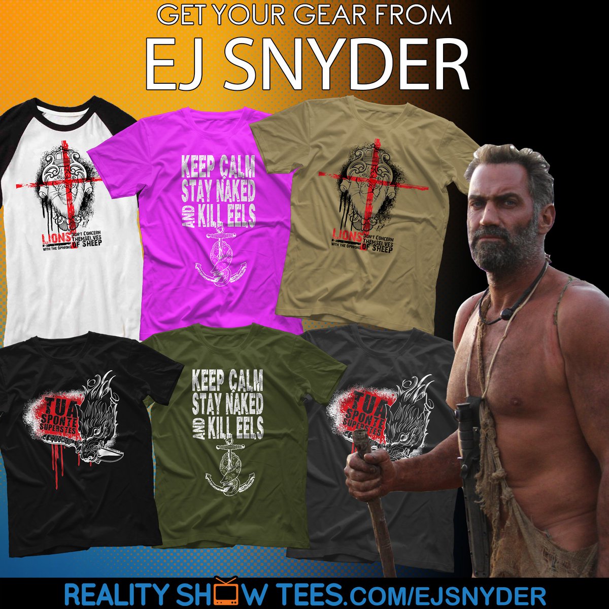 RealityShowTees's tweet photo. New!!! @ejsnyder333 t-shirts available at https://t.co/H86u5XwH47 #EJ #Skullcrusher https://t.co/xFMmWm4RMS