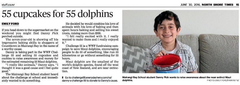 WWFNewZealand's tweet photo. Great story - Danny baking for #challenge55 Māui. Thanks @emillyford North Shore Times! https://t.co/6acg0DkiMm https://t.co/JVAEOMZE6G