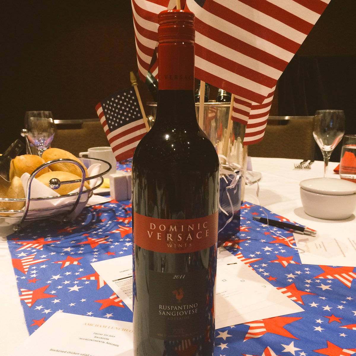AMCHAMSouthAust's tweet photo. Guests at our #amchamSA Business Luncheon today will enjoy beautiful wines supplied by @DominicVersaceW https://t.co/uHEKlAvUfC
