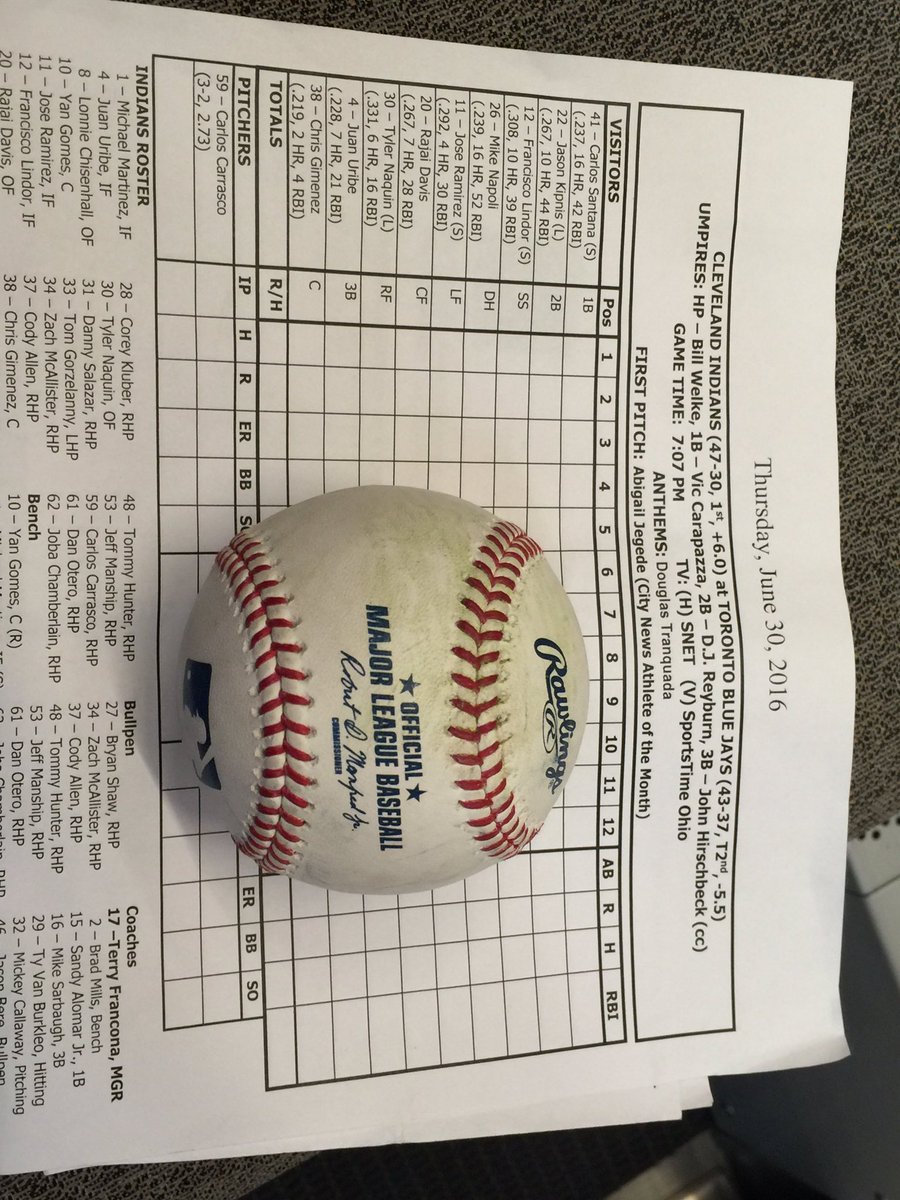whereschicorob's tweet photo. Special post. Game ball from Indians vs Bluejays. Special 👍🏻to friend Mark H. https://t.co/mnMh1Xo3Hn #PitchForPaws https://t.co/BBm44bhPO6
