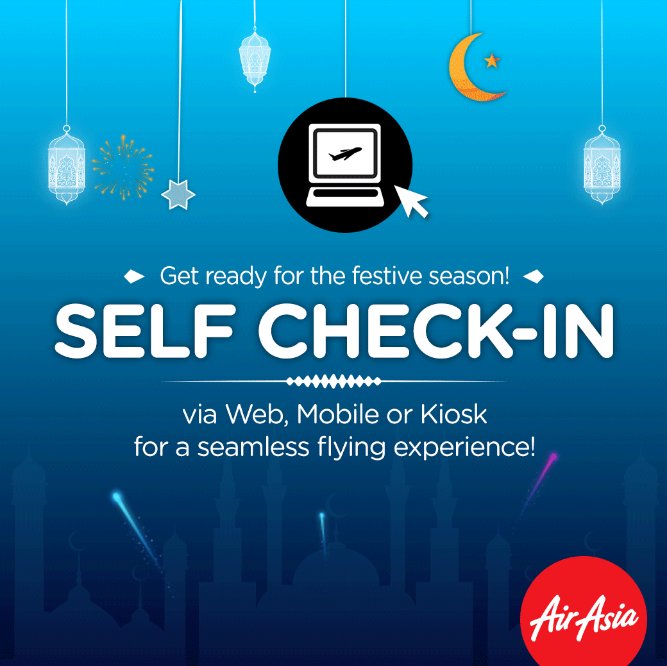 AVA_airasia's tweet photo. It's the #Holiday rush folks! #FlyWithAirAsia and don't forget to Self Check-in for your convenience! See ya! (^^,) https://t.co/FW73QcXaGf