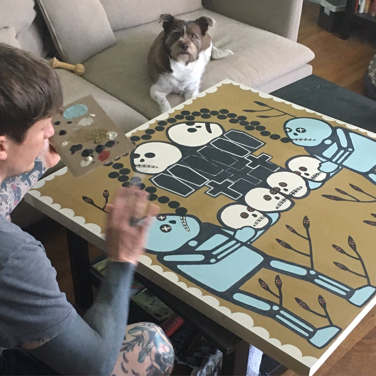 Working on big paintings for my upcoming show "I saw you at my funeral" in Chicago in September