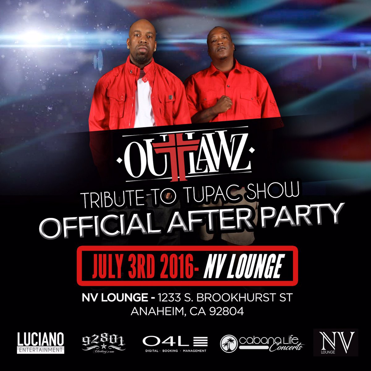 NVLoungeOC's tweet photo. Official after party spot for the Outlawz following their tribute to Tupac show! Sunday July 3rd at NV Lounge!🍾🍾🍾 https://t.co/XriW4VGQgR