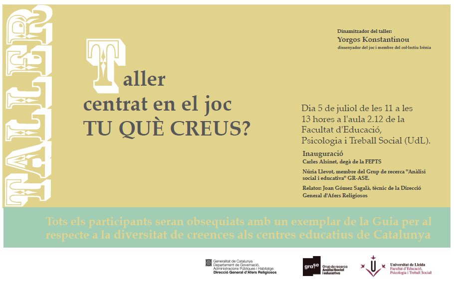 FEPTS_UdL's tweet photo. Taller joc #tuquecreus per a professionals de l'àmbit educatiu @UdL_info @FEPTS_UdL @AlumniUdL @ensenyamentcat https://t.co/Z6Suu8dKGG