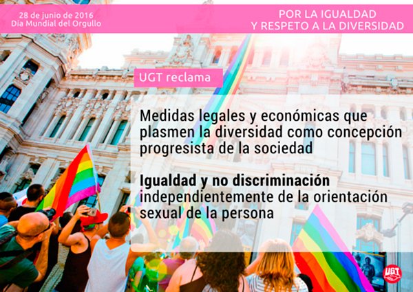 Igualdad y no discriminación
Indep. de la orientación sexual de la persona
#OrgulloLGTB goo.gl/lykCuX