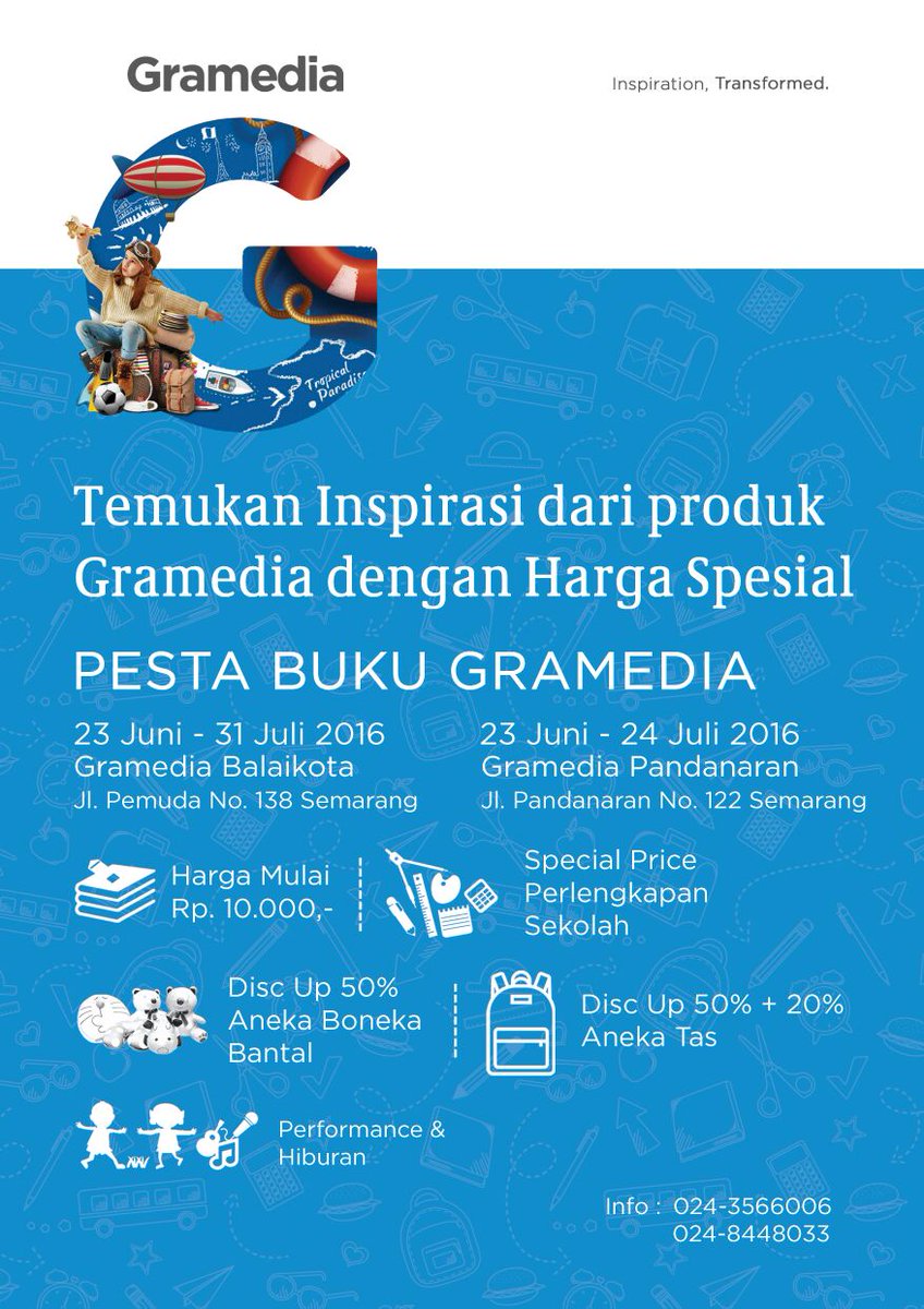 gramedia's tweet photo. Temukan inpirasi selama liburan di @GM_Pandanaran #PestaBuku https://t.co/YYx6rnL3g5