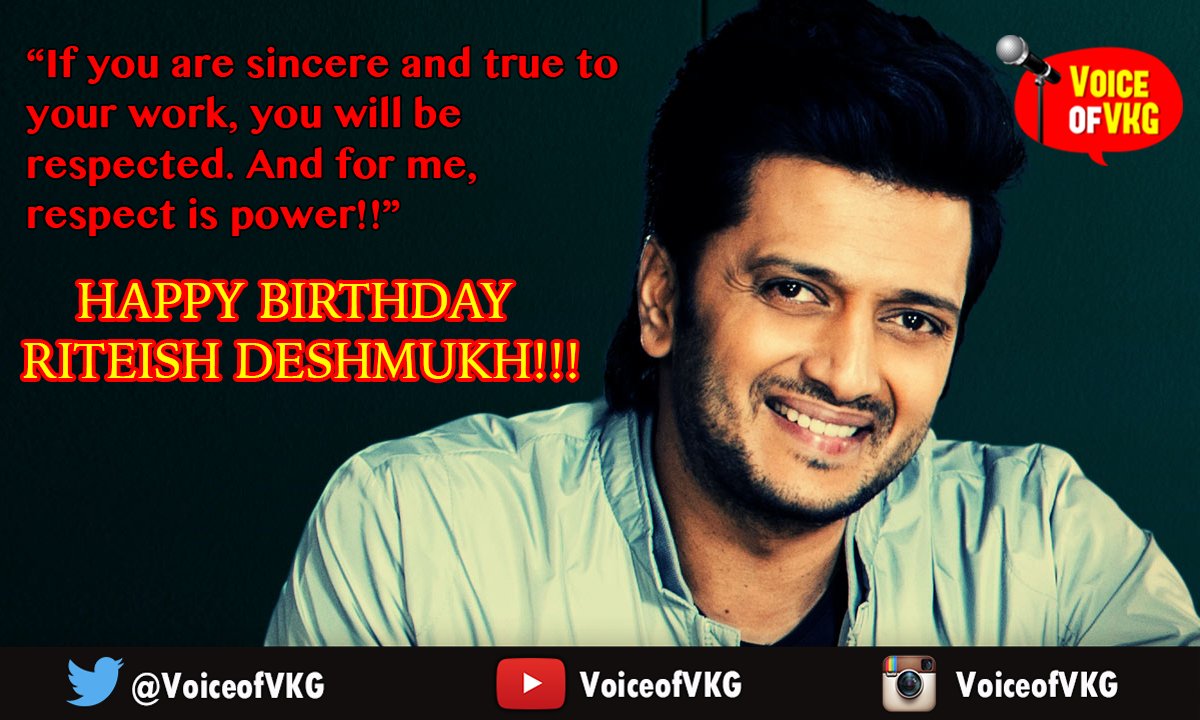 VoiceofVKG's tweet photo. Wishing the very talented &amp; versatile actor @Riteishd a very #HappyBirthday!! For more-https://t.co/lqauOAROuh https://t.co/CUjOiFzrnk