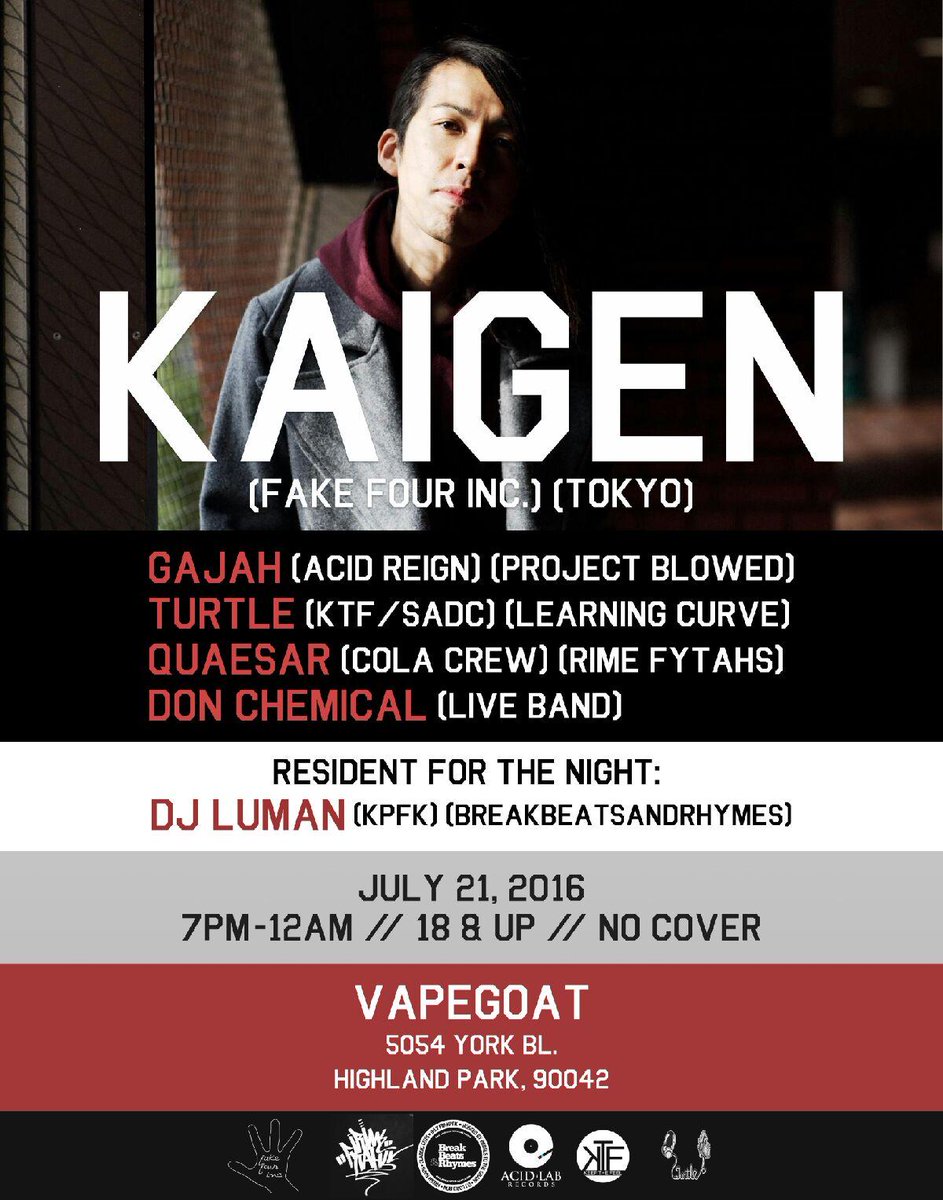 Gajahmatik's tweet image. Happening July 21st @vapegoat #LA
@KaigenMusic @Turtlelccrew @quaesar @DjLuMan !!
